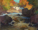 John William Beatty (Canadian, 1869 - 1941), <em>Brooks Falls, Parry Sound</em>, 1932, oil on canvas. Collection of the Toronto District School Board Acquired by Parkdale Collegiate Institute.